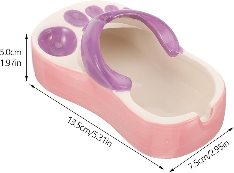 مطفأة سجائر على شكل شبشب سيراميك أرجواني، حامل رماد زخرفي، زينة مكتبية - Image 2